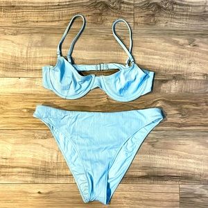 ARO bikini in sky blue color. Medium top and extra large bottom (full coverage)